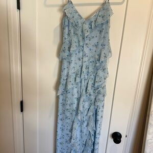 Altard state Light Blue Floral Ruffle Dress
